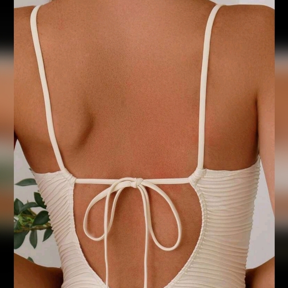 Women's Summer Beach Textured Fabric Shell Gather Adjustable Tie Back Slim Fit - Picture 3 of 3